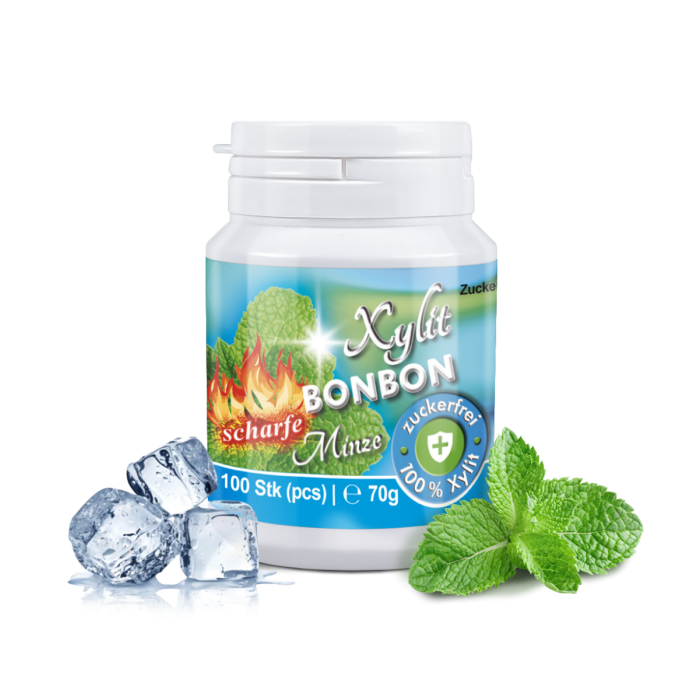 Birkenzucker Xylit Bonbon Scharfe Minze bestellen, 100 Stk Birkenzucker Xylit Bonbon Scharfe Minze bestellen, 100 Stk
