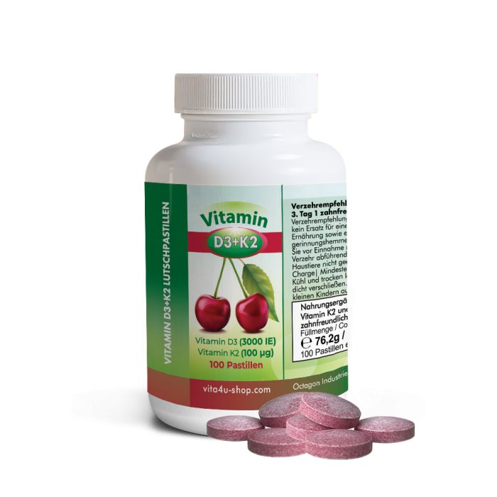 Vita 4U Vitamin D3 + K2 Lutschpastillen Vita 4U Vitamin D3 + K2 Lutschpastillen