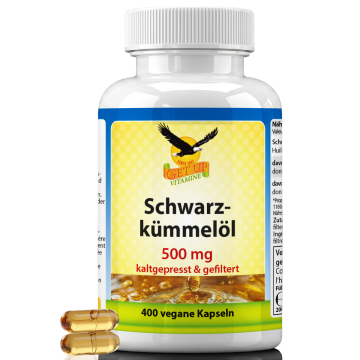 Get UP® Schwarzkümmelöl schonend kaltgepresst 500mg, 400 vegane Kapseln